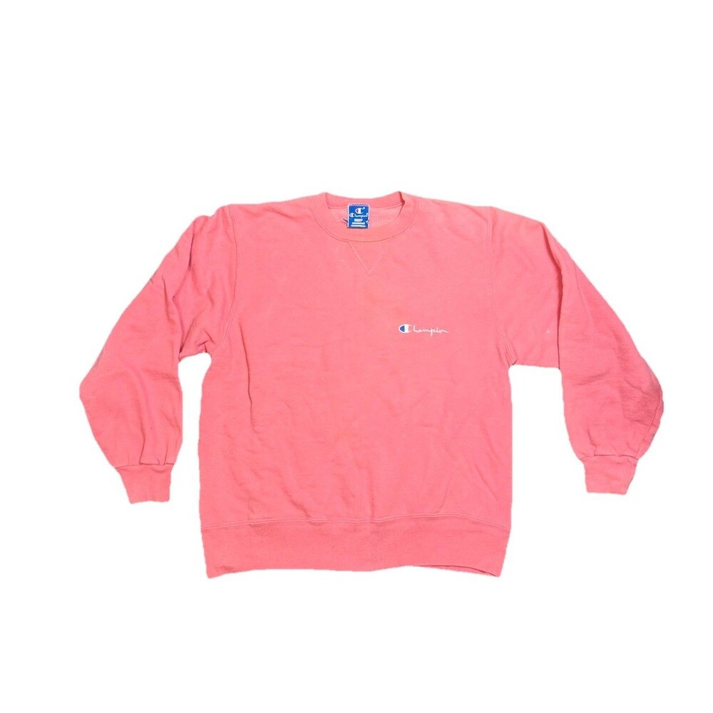Vintage Champion Spell Out Sweatshirt Crewneck Size Large Pink 80s Boxy